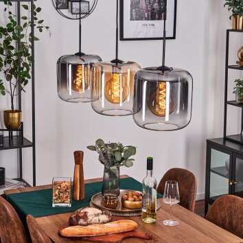 Lauden Lampa Wisząca - Szkło 25 cm W kolorze bursztynu, Przezroczysty, Przydymiony, 3-punktowe