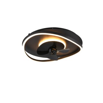 Reality SORTLAND wentylator sufitowy LED Czarny, 1-punktowy, Zdalne sterowanie