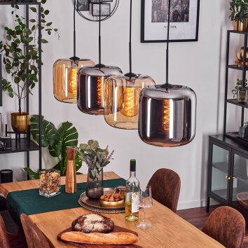 Lauden lampa wisząca bursztynowy, chrom, 4-punktowe