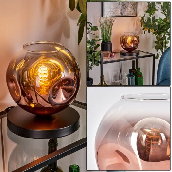Apedo Lampa stołowa Przezroczysty, W kolorze miedzi, 1-punktowy Apedo Lampa stołowa Przezroczysty, W kolorze miedzi, 1-punktowy