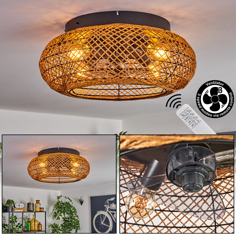 Fallhagen Lampa sufitowa, lampa z wentylatorem Czarny, 4-punktowe, Zdalne sterowanie main product photo