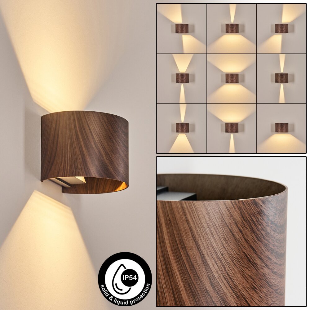 Tamarin Zewnętrzny kinkiet, Oświetlenie Up & Down, Lampa ścienna LED Wygląd drewna, Czarny, 1-punktowy main product photo
