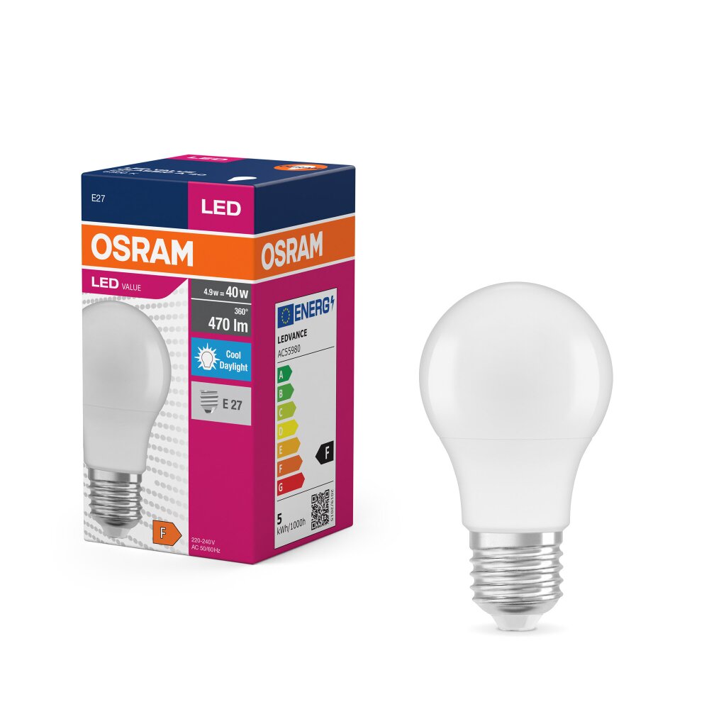Oświetlenie Osram E27 LED 4.9 Watt światło dzienne 470 Lumen main product photo