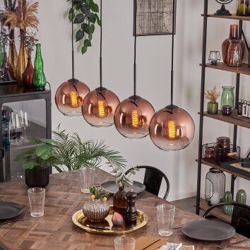 Koyoto Lampa wisząca Przezroczysty, W kolorze miedzi, 4-punktowe
