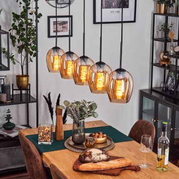 Vevino lampa wisząca bursztynowy, 5-punktowe