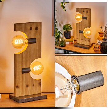 Santorum lampa stołowa kolory naturalne, nikiel antyczny, 2-punktowe