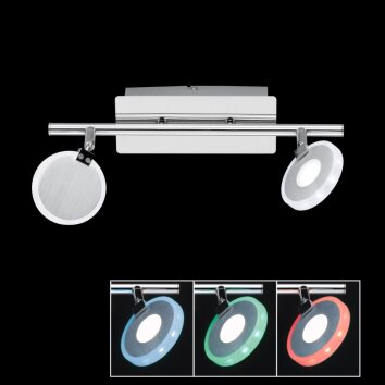 Honsel Tonic RGBW Lampa sufitowa LED Aluminium, Chrom, 2-punktowe, Zdalne sterowanie, Zmieniacz kolorów