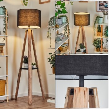 Bassagoda lampa stojąca kolory naturalne, czarny, 1-punktowy
