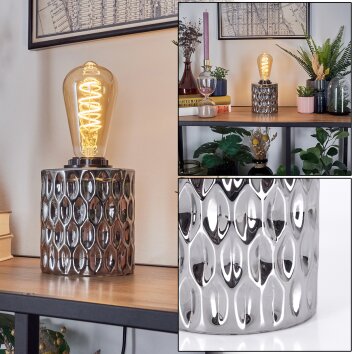 Sonhim lampa stołowa chrom, przydymiony, czarny, 1-punktowy