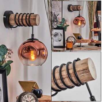 Ripoll kula świetlna, kinkiet kolory naturalne, czarny, 1-punktowy