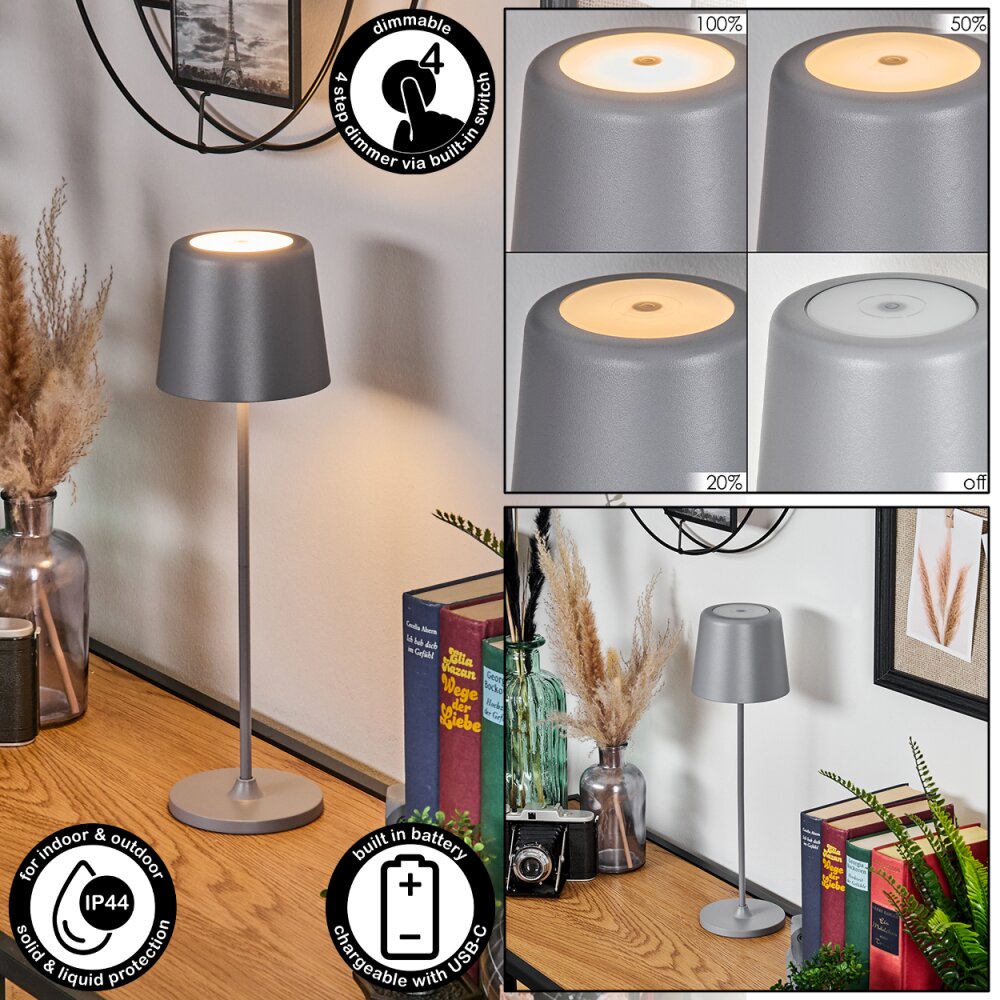 Belece Zewnętrzna lampa stołowa, Lampa stołowa LED Szary, 1-punktowy main product photo