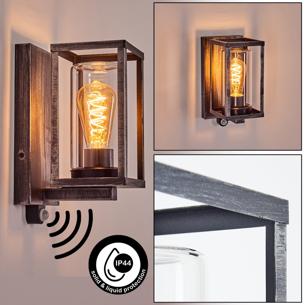 Portalis Zewnętrzny kinkiet Czarny, Srebrny, 1-punktowy, Czujnik ruchu main product photo