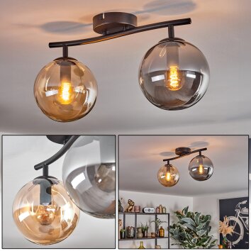 Gastor Lampa sufitowa, Kula świetlna W kolorze bursztynu, Przydymiony, 2-punktowe Gastor Lampa sufitowa, Kula świetlna W kolorze bursztynu, Przydymiony, 2-punktowe