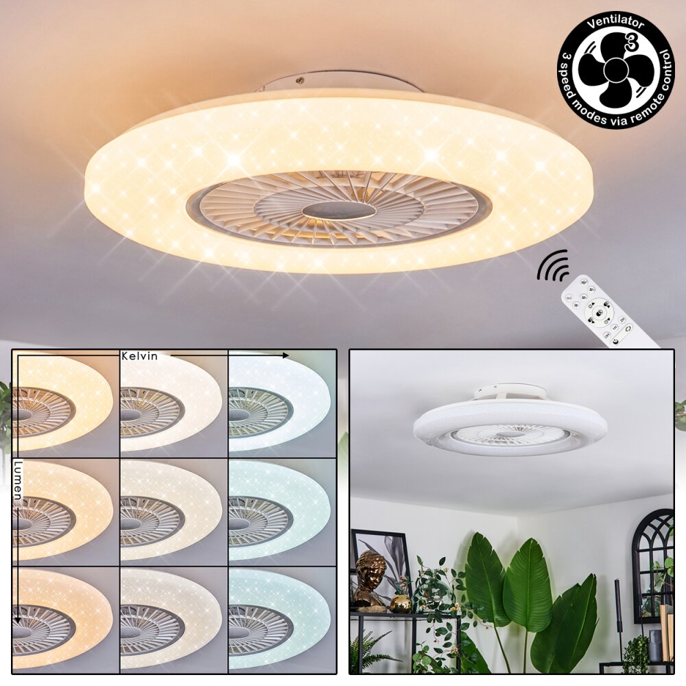 Benesal Lampa sufitowa, lampa z wentylatorem Biały, 1-punktowy, Zdalne sterowanie main product photo