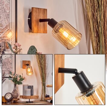 Aggebo kinkiet, reflektor ścienny kolory naturalne, czarny, 1-punktowy