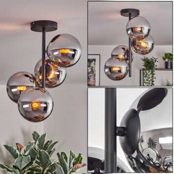 Gastor lampa sufitowa, kula świetlna chrom, przydymiony, 4-punktowe