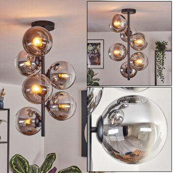 Gastor lampa sufitowa, kula świetlna chrom, przydymiony, 6-punktowe