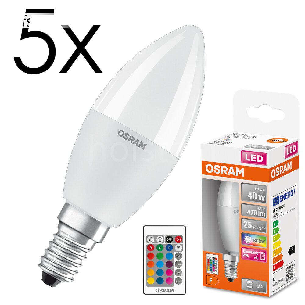 E14 LED 4.9 Watt ciepły biały przyciemnione 470 Lumen main product photo