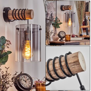 Parane kinkiet kolory naturalne, czarny, 1-punktowy