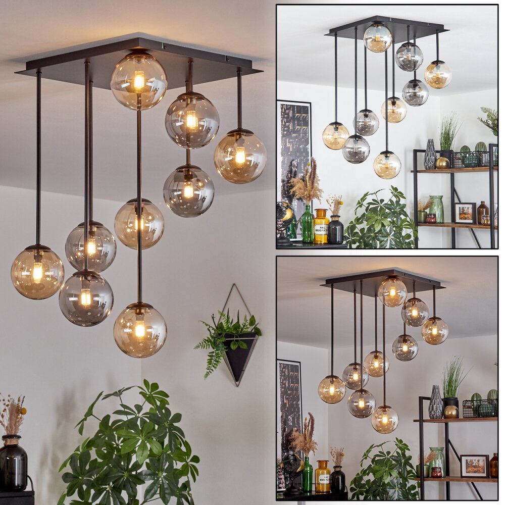 Chehalis Lampa sufitowa, Kula świetlna W kolorze bursztynu, Przydymiony, 9-punktowe main product photo