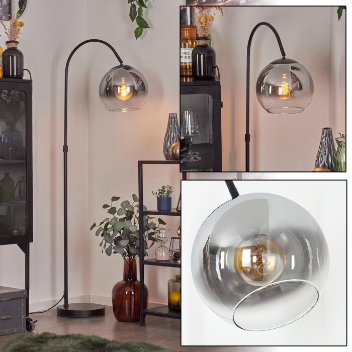 Koyoto kula świetlna, lampa stojąca, lampa podłogowa łukowa chrom, przezroczysty, przydymiony, 1-punktowy