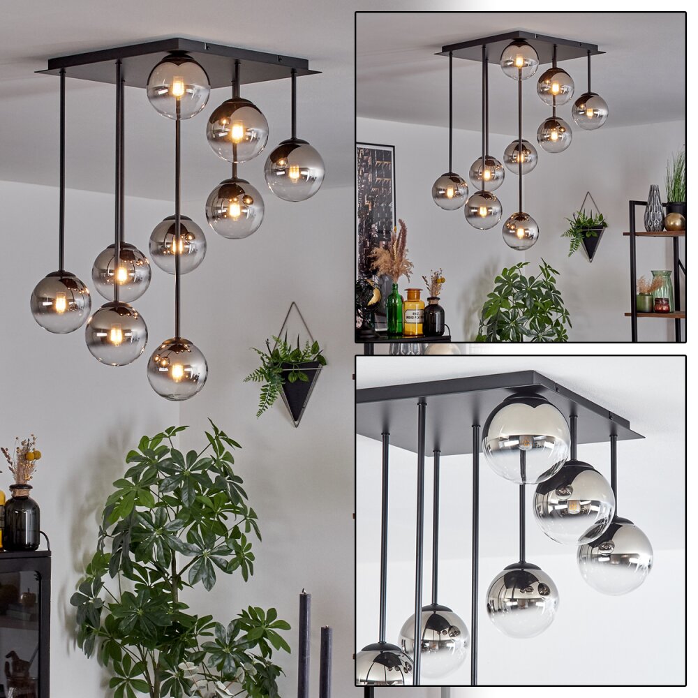 Chehalis Lampa sufitowa, Kula świetlna Chrom, Przezroczysty, Przydymiony, 9-punktowe main product photo