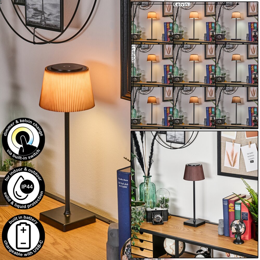 Longchamps Zewnętrzna lampa stołowa, Lampa stołowa LED Brązowy, Czarny, 1-punktowy main product photo