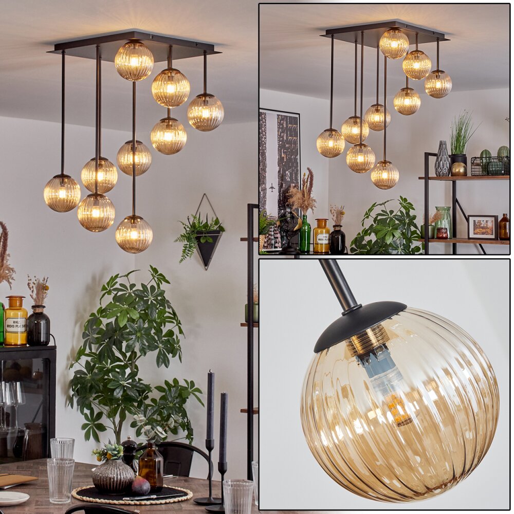 Chehalis Lampa sufitowa, Kula świetlna W kolorze bursztynu, 9-punktowe main product photo