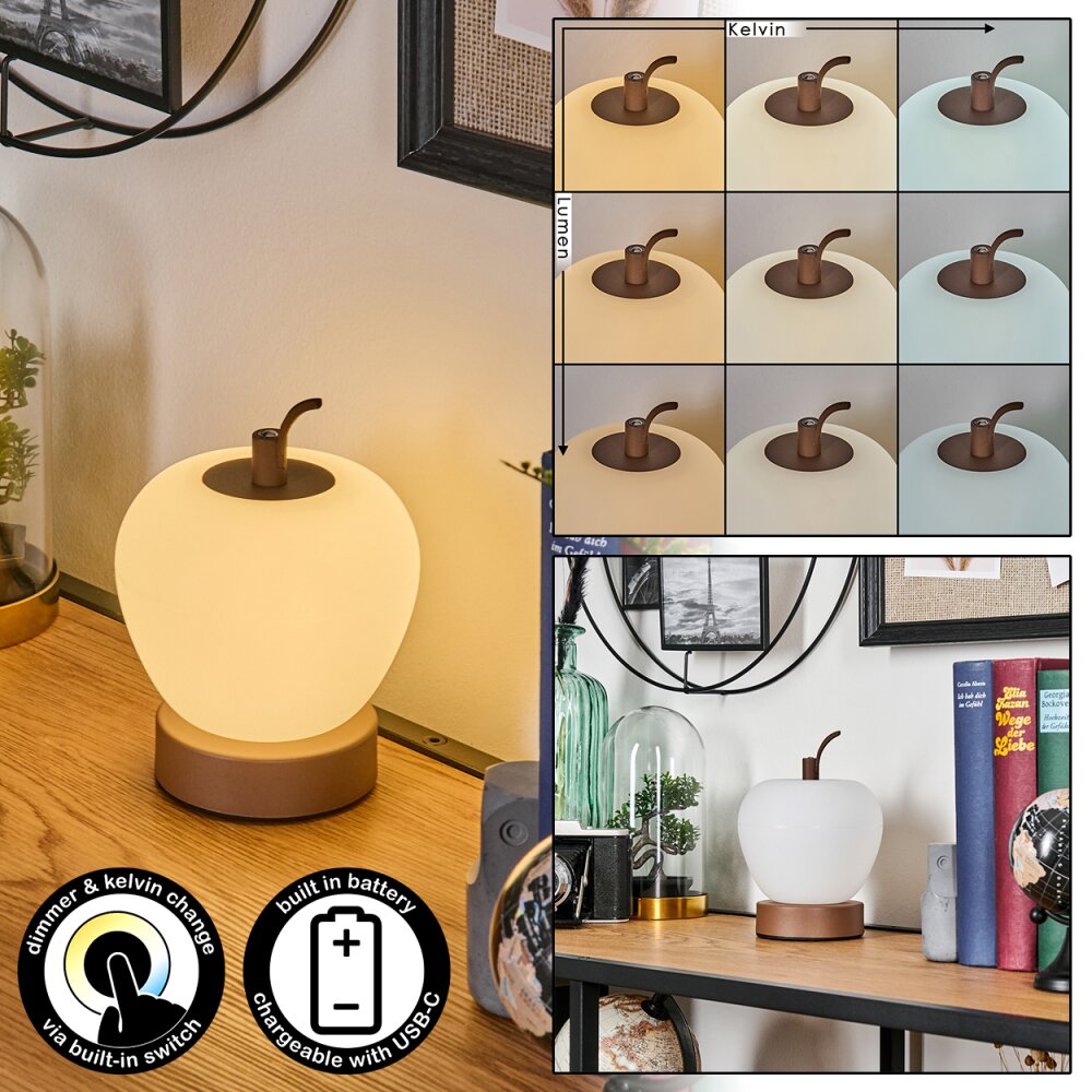 Opsaheden Lampa stołowa LED Brązowy, Biały, 1-punktowy main product photo