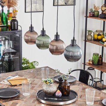 Mo lampa wisząca niebeieski, zielony, miedziany, 4-punktowe