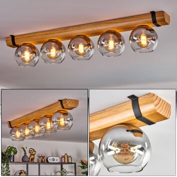 Koyoto lampa sufitowa, kula świetlna kolory naturalne, czarny, 5-punktowe