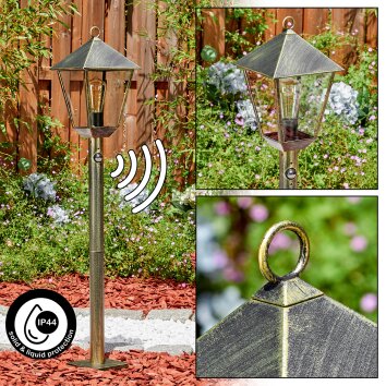 Anfei oświetlenie zewnętrzne, słupek ogrodowy brązowy, złoty, 1-punktowy, Czujnik ruchu