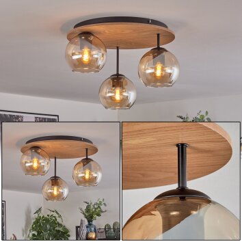Koyoto Lampa sufitowa, Kula świetlna Ecru, Czarny, 3-punktowe Koyoto Lampa sufitowa, Kula świetlna Ecru, Czarny, 3-punktowe