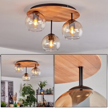 Koyoto Lampa sufitowa, Kula świetlna Ecru, Czarny, 3-punktowe Koyoto Lampa sufitowa, Kula świetlna Ecru, Czarny, 3-punktowe