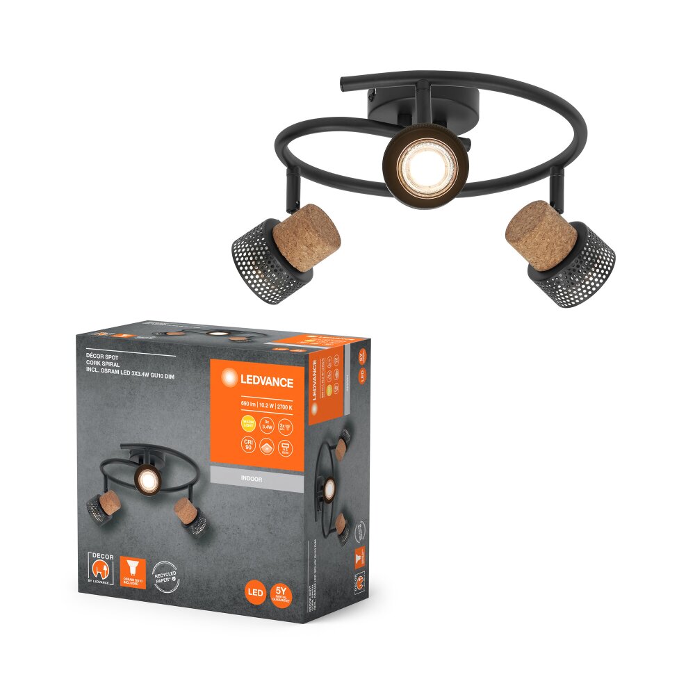 Oświetlenie Ledvance Spot Lampa sufitowa LED Czarny, 3-punktowe main product photo