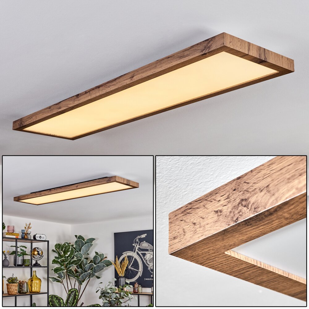 Salmi Lampa sufitowa, Panel LED Wygląd drewna, Czarny, 1-punktowy main product photo
