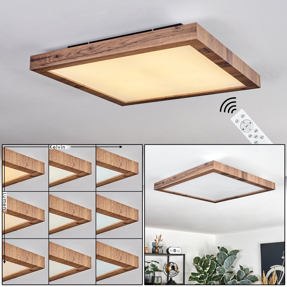 Salmi Lampa sufitowa, Panel LED Wygląd drewna, Czarny, 1-punktowy, Zdalne sterowanie main product photo