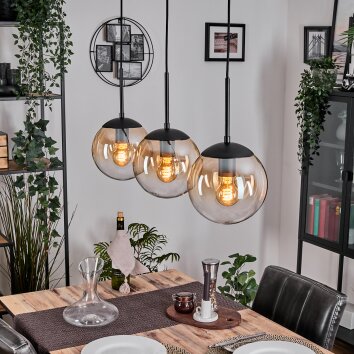 Gastor lampa wisząca, kula świetlna bursztynowy, przezroczysty, 3-punktowe