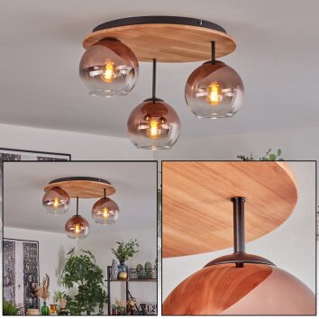 Koyoto lampa sufitowa, kula świetlna 40 cm kolory naturalne, czarny, 3-punktowe