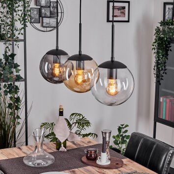 Gastor lampa wisząca, kula świetlna bursztynowy, przezroczysty, przydymiony, 3-punktowe