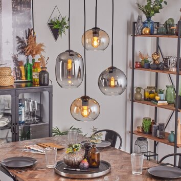 Soutinho lampa wisząca, kula świetlna bursztynowy, przezroczysty, przydymiony, 4-punktowe