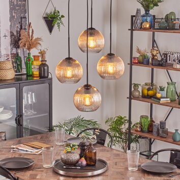 Koyoto lampa wisząca, kula świetlna 35 cm bursztynowy, przezroczysty, 4-punktowe