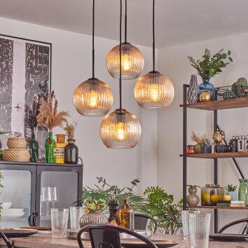 Koyoto Lampa wisząca, Kula świetlna 35 cm W kolorze bursztynu, Przezroczysty, 4-punktowe