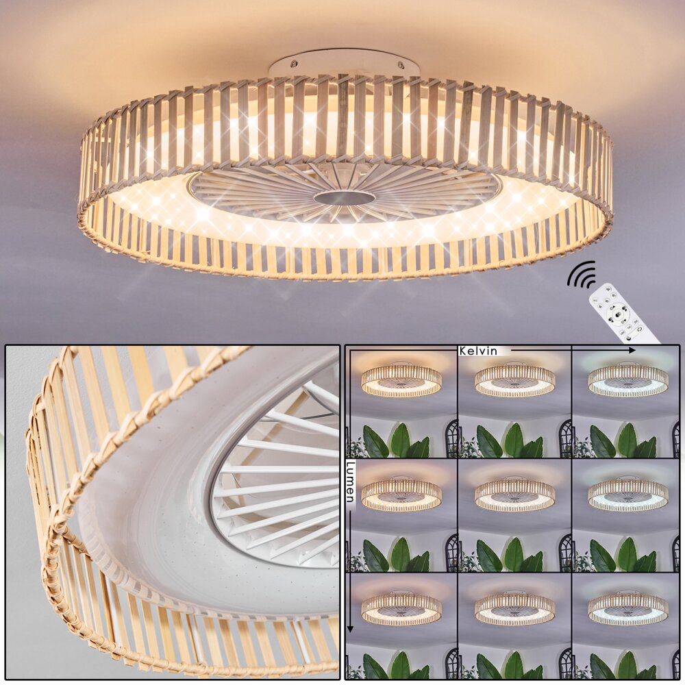 Benasal Lampa sufitowa, lampa z wentylatorem Ecru, Biały, 1-punktowy, Zdalne sterowanie main product photo