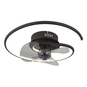 Oświetlenie Globo Koren lampa z wentylatorem LED Czarny, 1-punktowy, Zdalne sterowanie Oświetlenie Globo Koren lampa z wentylatorem LED Czarny, 1-punktowy, Zdalne sterowanie