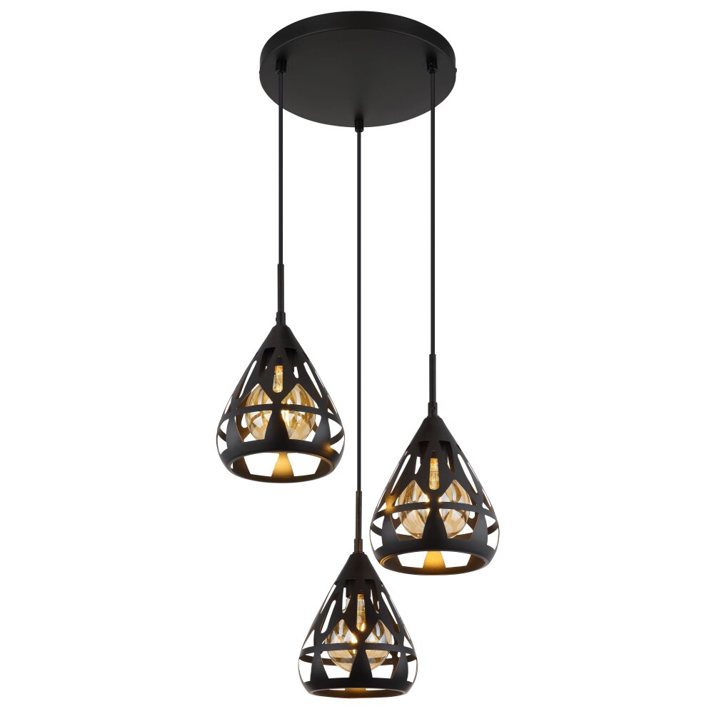 Oświetlenie Globo Hassan Lampa wisząca Czarny, 3-punktowe main product photo