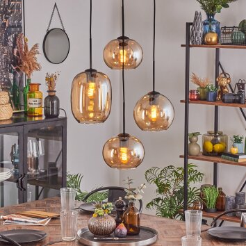 Soutinho lampa wisząca, kula świetlna bursztynowy, 4-punktowe