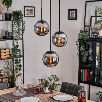 Gastor lampa wisząca, kula świetlna chrom, przydymiony, 3-punktowe