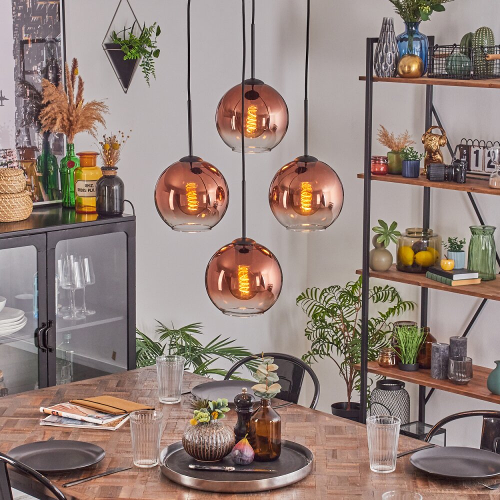 Koyoto Lampa wisząca, Kula świetlna 35 cm Przezroczysty, W kolorze miedzi, 4-punktowe main product photo