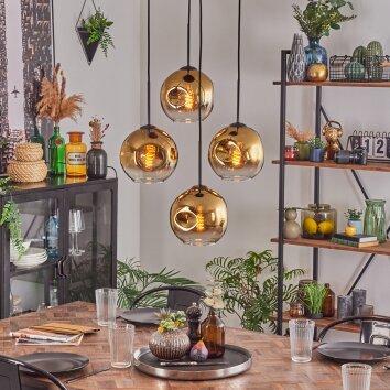 Ripoll Lampa wisząca, Kula świetlna, Lampa wisząca Złoty, Przezroczysty, 4-punktowe